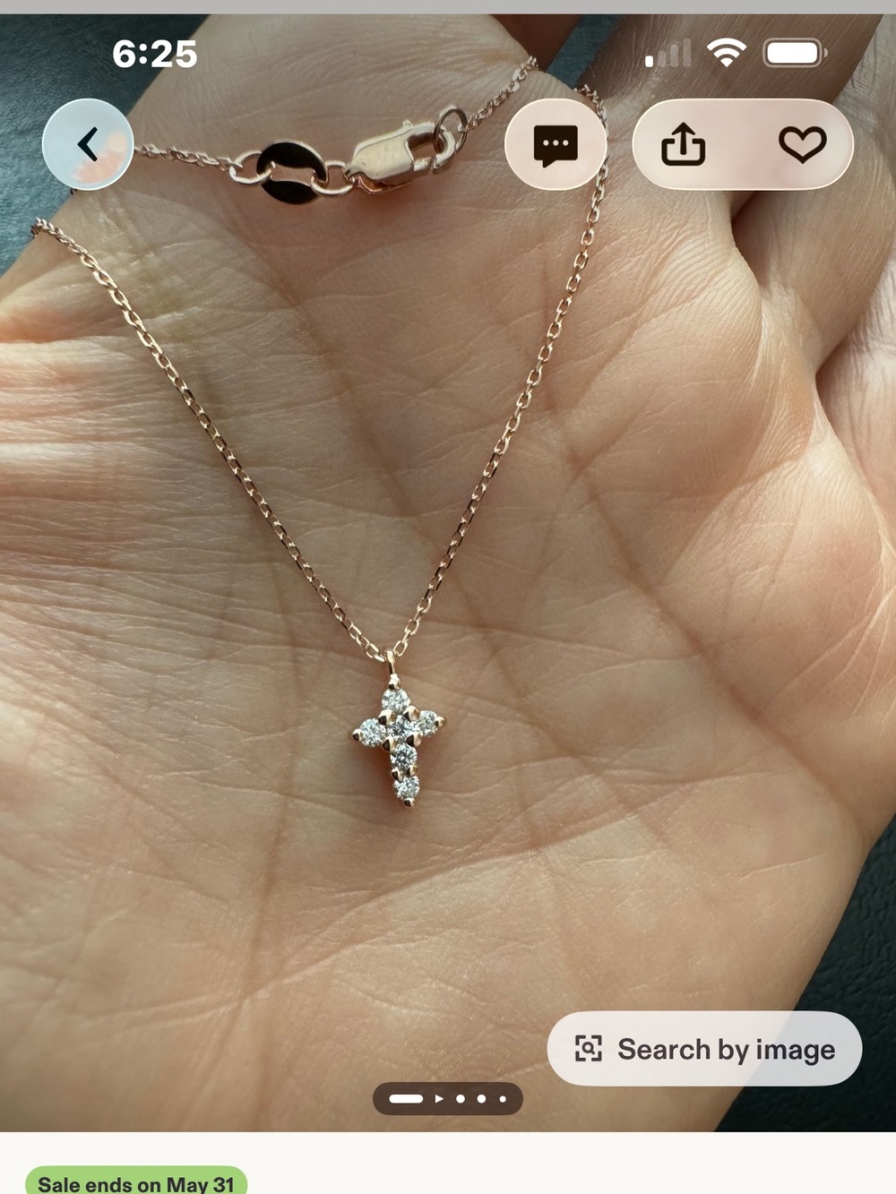 Delicate Rose Gold Cross Pendant Necklace with real mined diamonds
